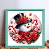 Red Candy Snowman Full 18CT 2 Strands DIY Stamped Cross Stitch Kits for Beginners Adults Home Wall Decor Cross Stitch Art and Crafts Kits 25x25cm