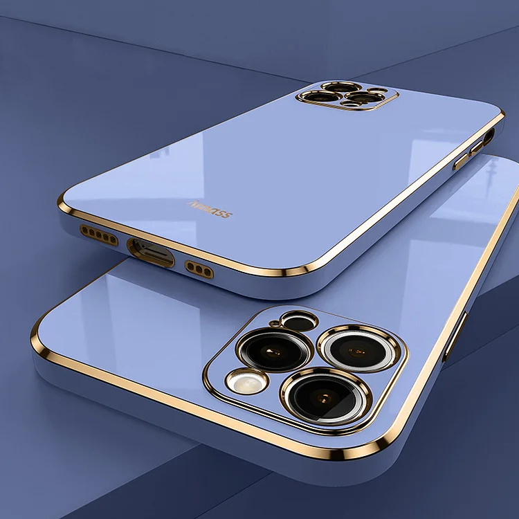 Luxury Solid Color Square Plating Phone Case For iPhone