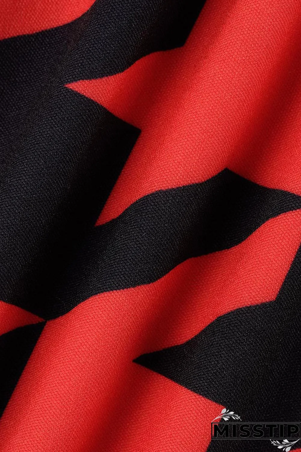 Red Casual Print Basic Half A Turtleneck Sleeveless Dress Plus Size Two Pieces