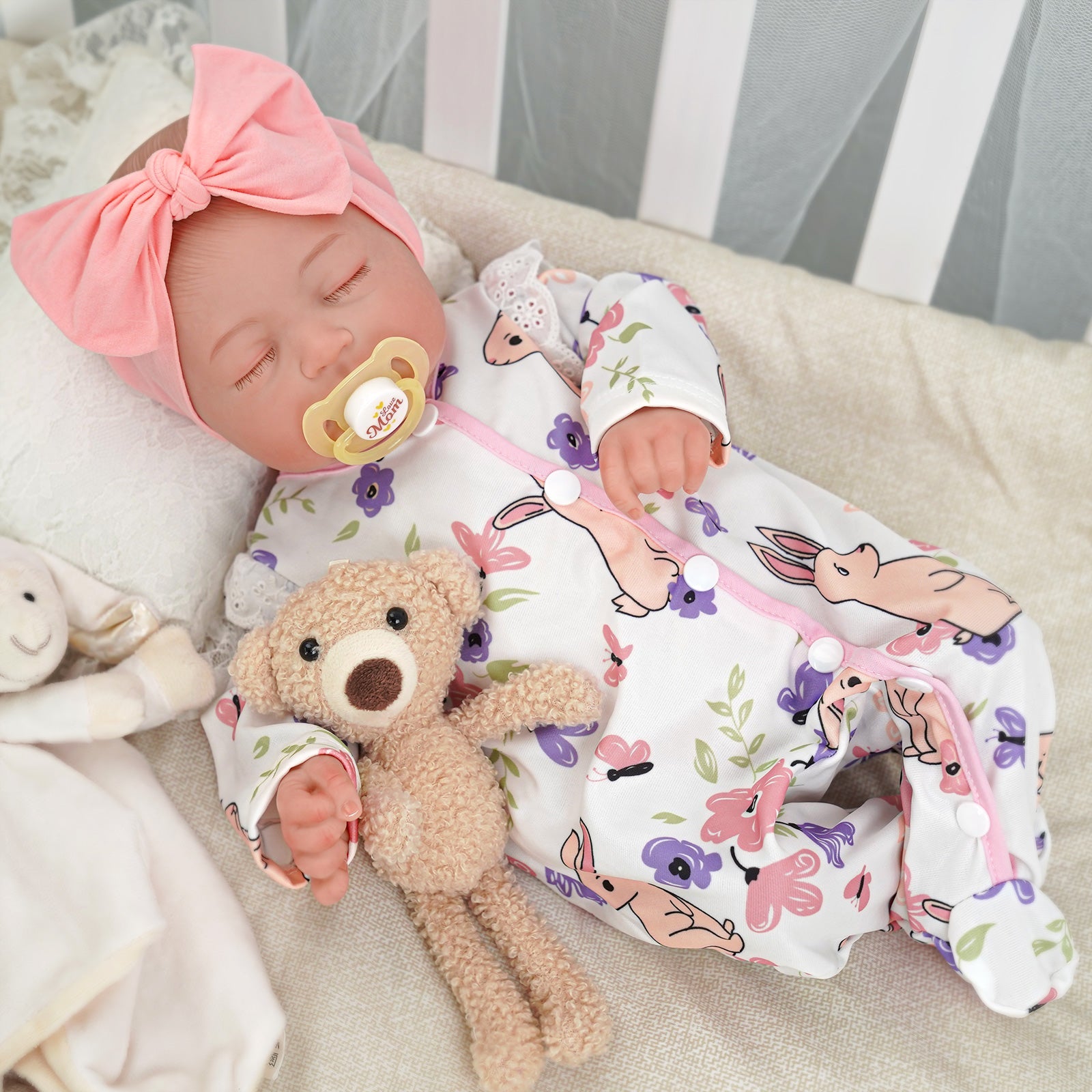 Babeside Sleeping Reborn Baby Connie 20'' Little Infant Girl Healing of the Heart with Heartbeat Coos and Breath Heartbeat and Coos