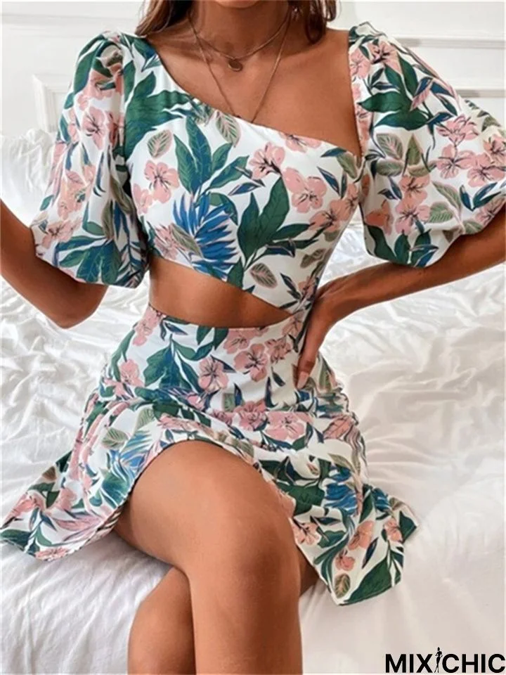 Women's Large Floral Sexy Dress