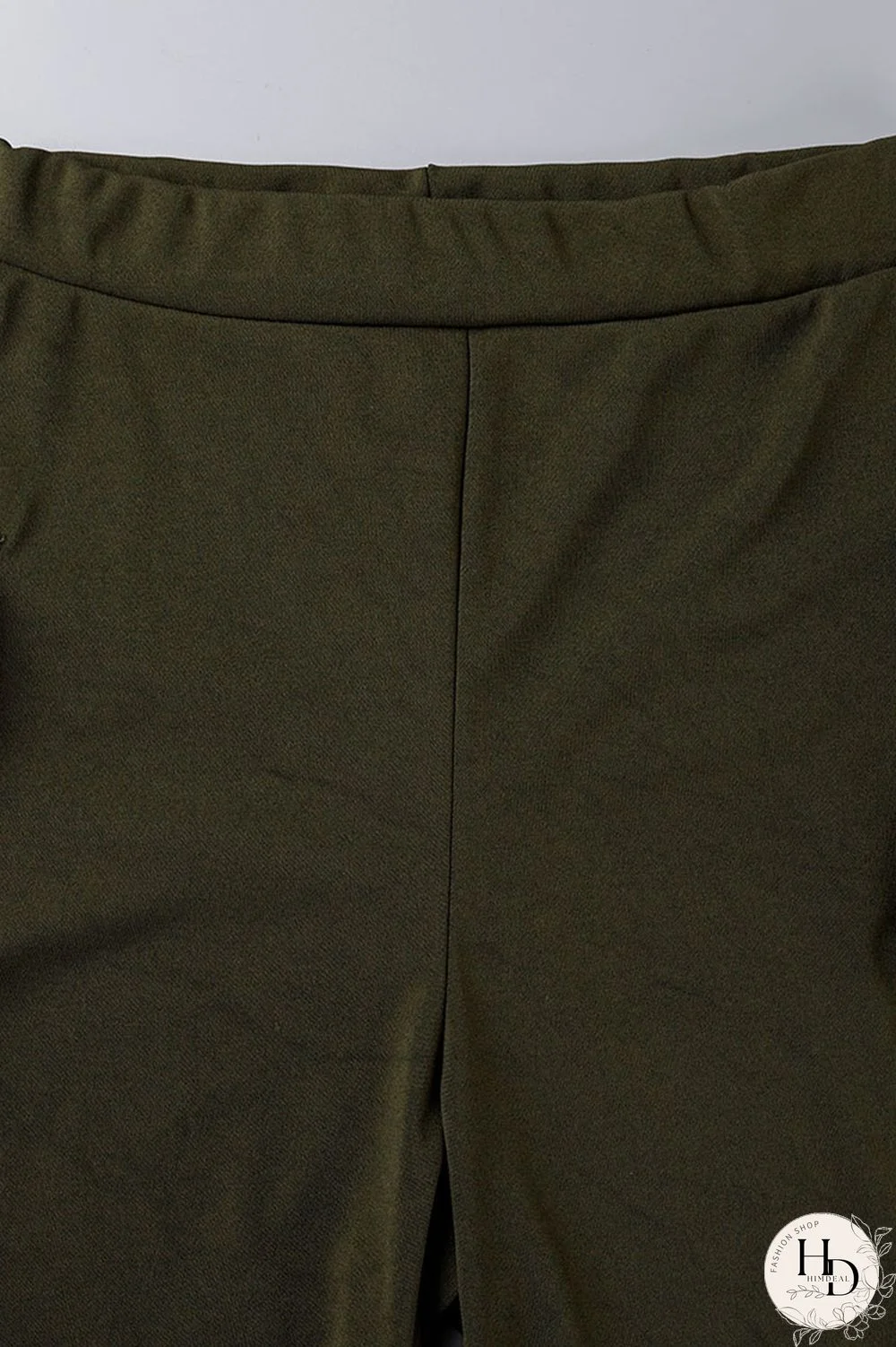 Khaki Casual Solid Bandage Patchwork Pocket Buckle Turndown Collar Short Sleeve Two Pieces