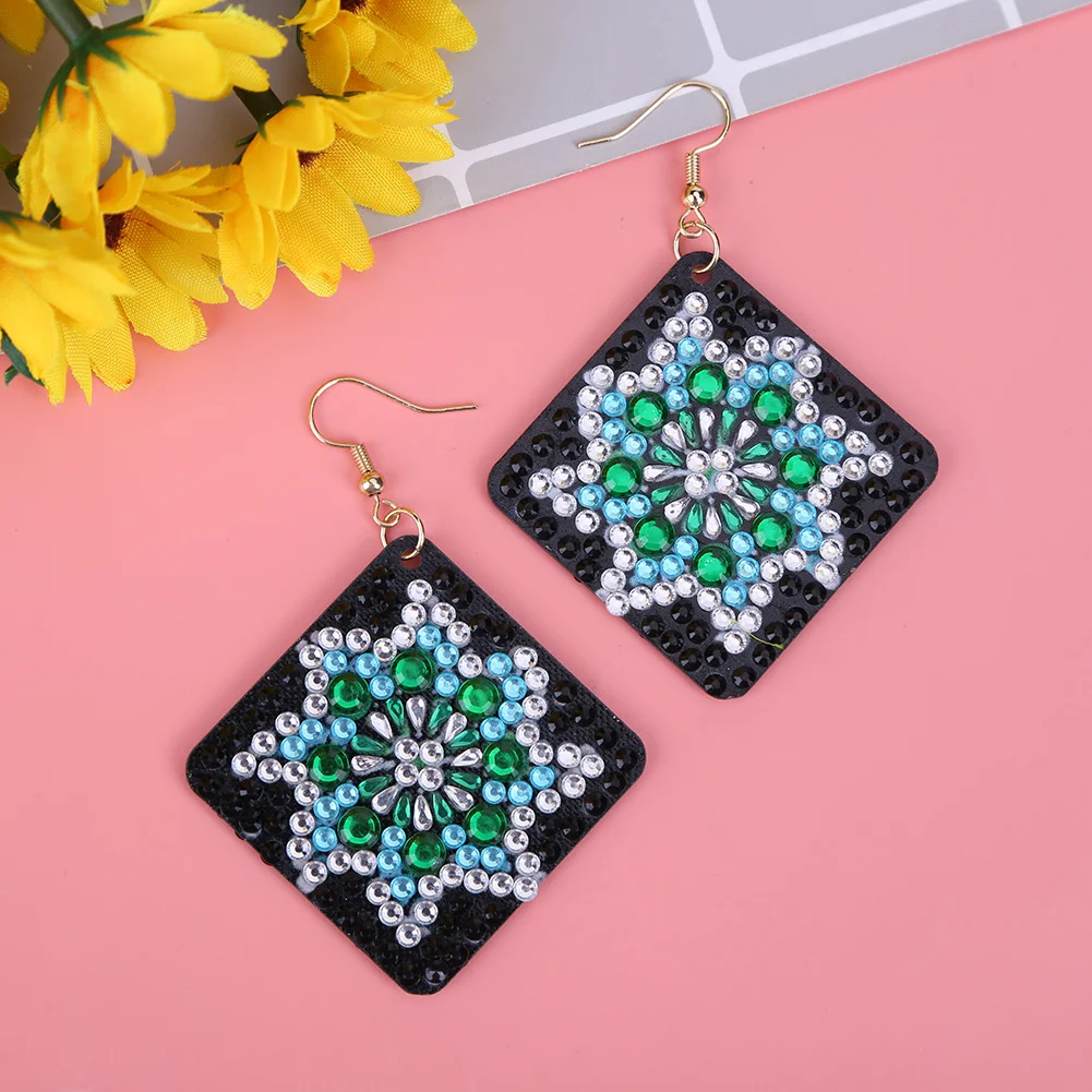 4PCS 5D DIY Diamond Painting Square Drop Earrings(Double-sided)