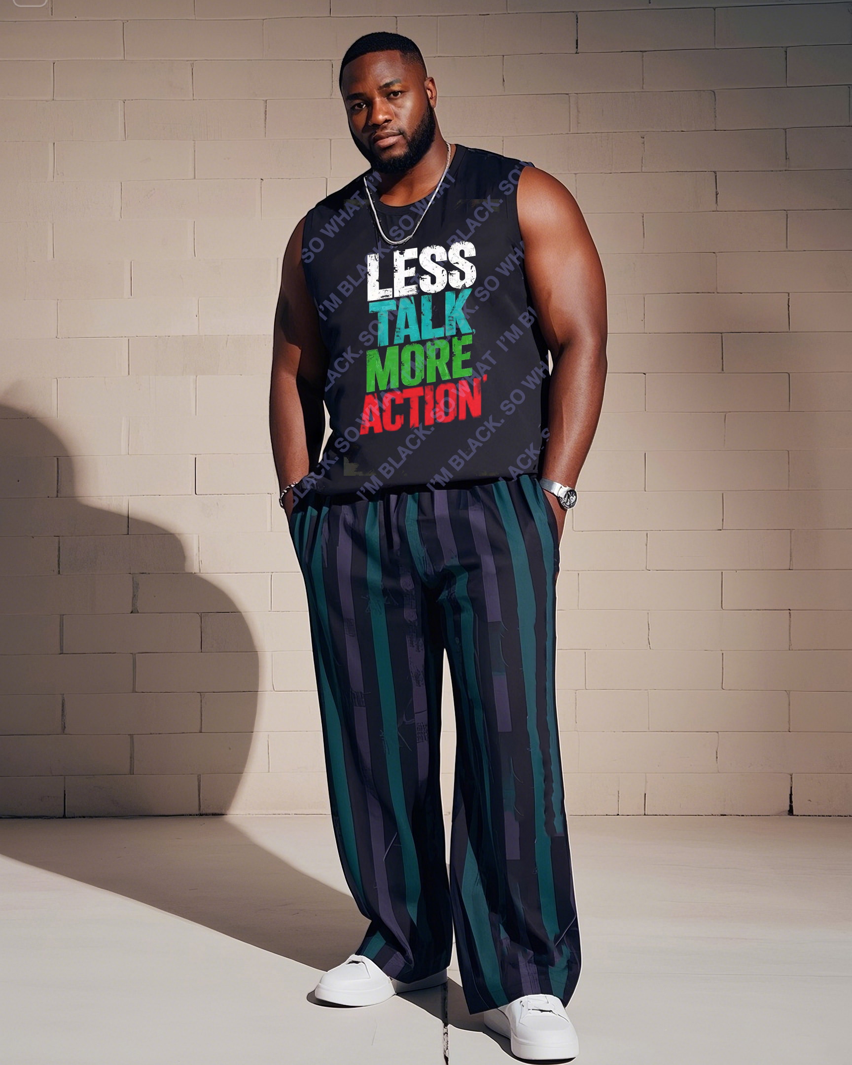 Big Boy, I'm Black. So What? Creative English Printed Vest And Trousers Suit