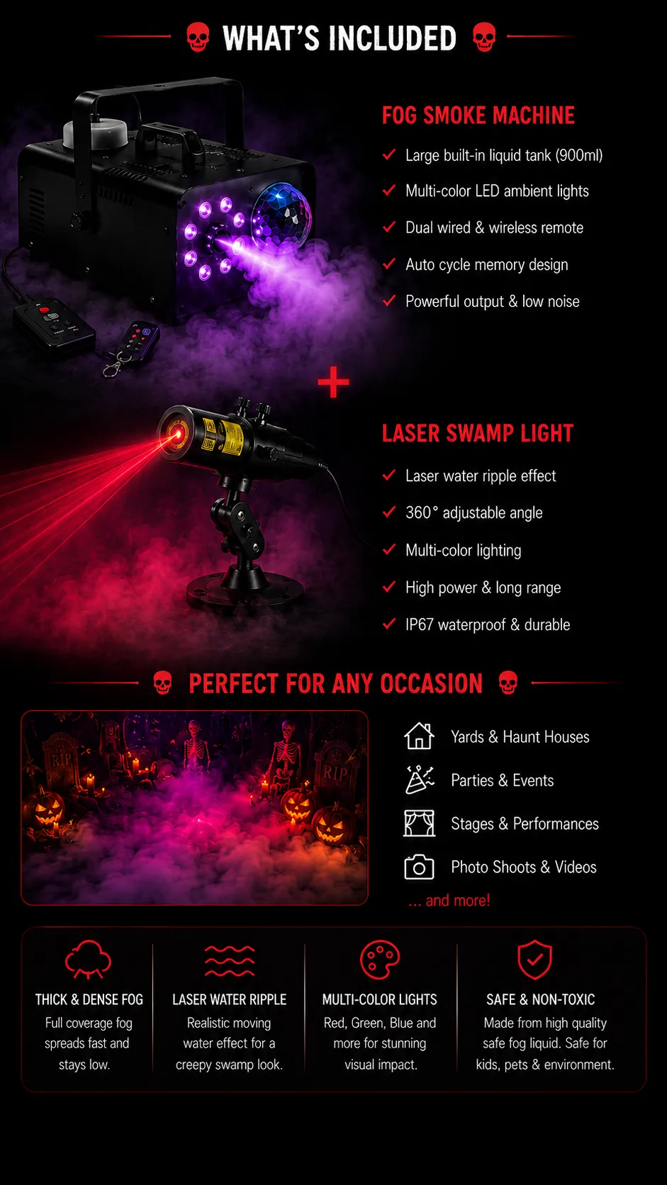 Fog machine and effect light combo set