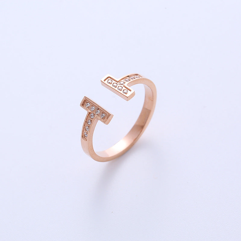 Women IG Style Stripe Fruit Titanium Steel Electroplating Rings