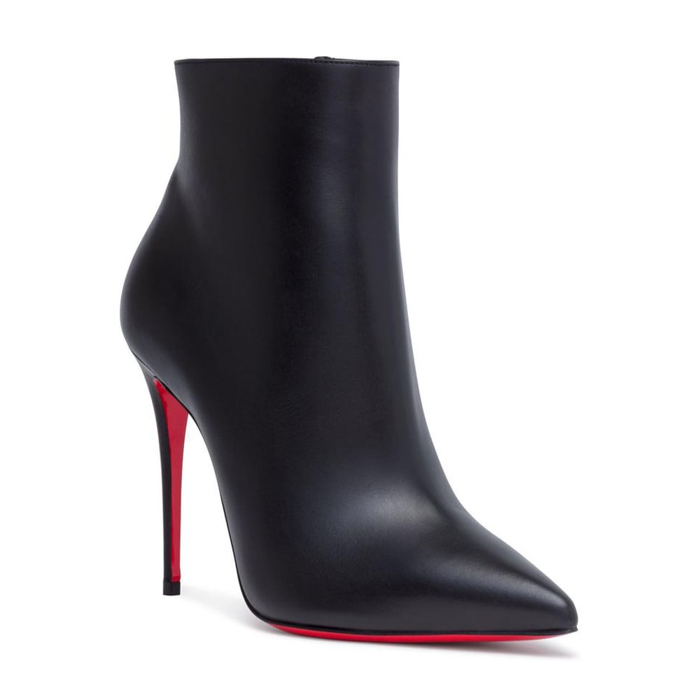 100mm Women's Closed Pointed Toe Red Soles Stilettos Ankle Matte Boots-vocosishoes
