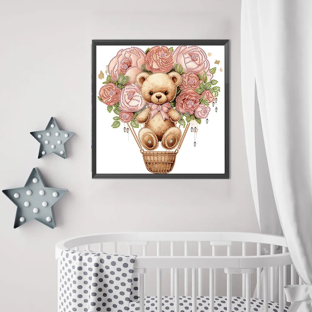 Diamond Painting - Partial Special Shaped Drill - Flower Balloon Bear(Canvas|30*30cm)