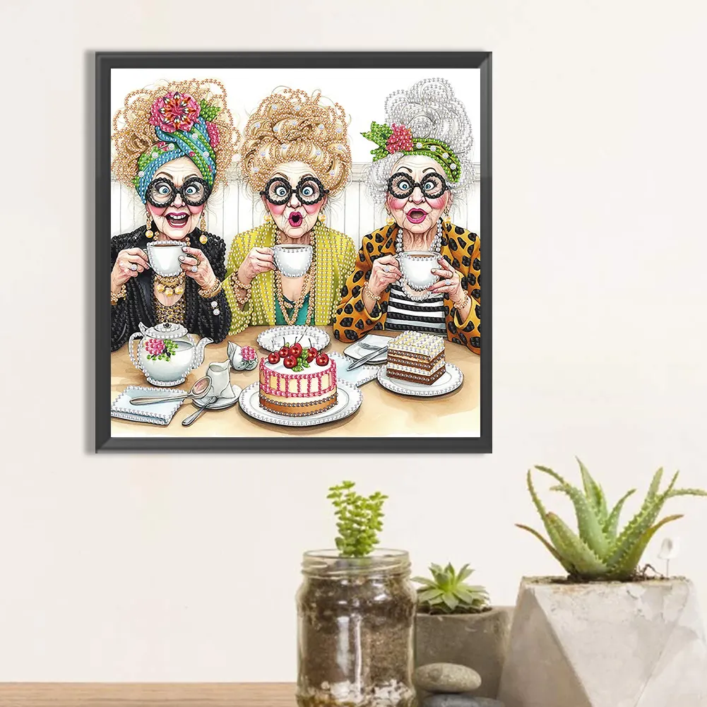 Diamond Painting - Partial Special Shaped Drill - Funny Granny(Canvas|30*30cm)