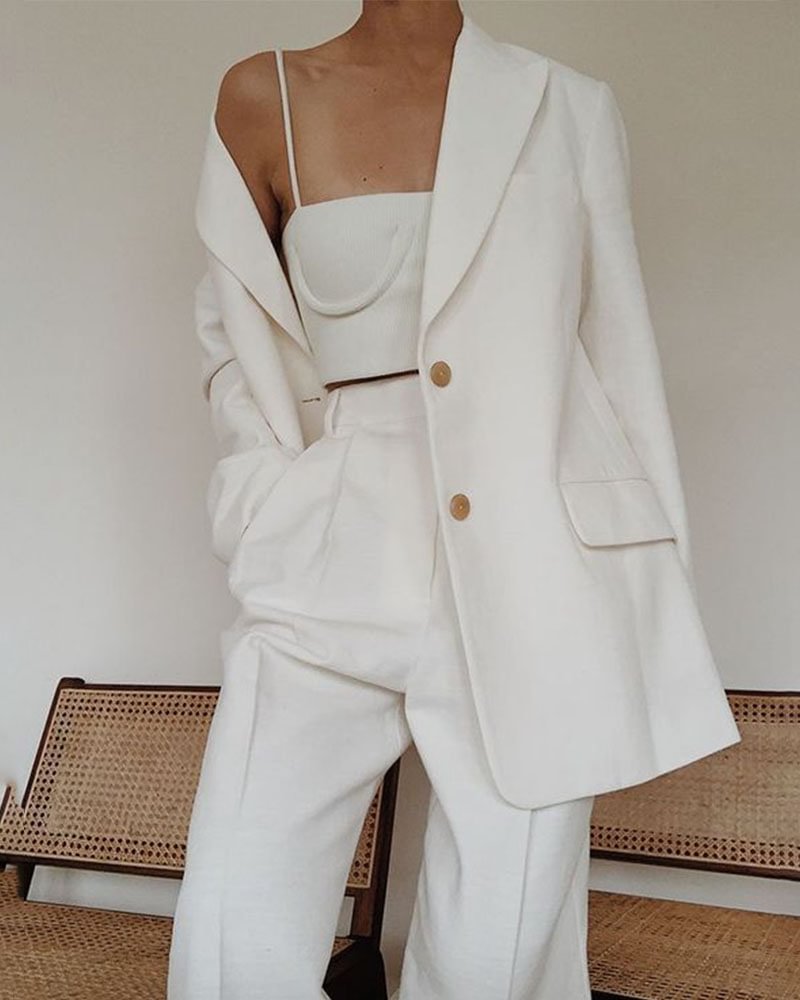 Elegant and fashionable white suit coat