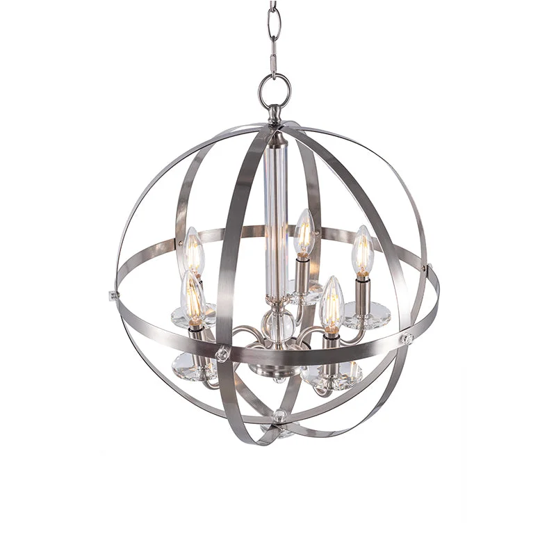 5-Light Globe Chandelier Candle Style Pendant Lighting