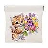 Diamond Painting Cat and Flower PU Storage Bag Coin Purse