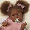 Silicone Realistic Newborn Caramel Skin Black Baby Girl Dolls 22 Inch For Gift 