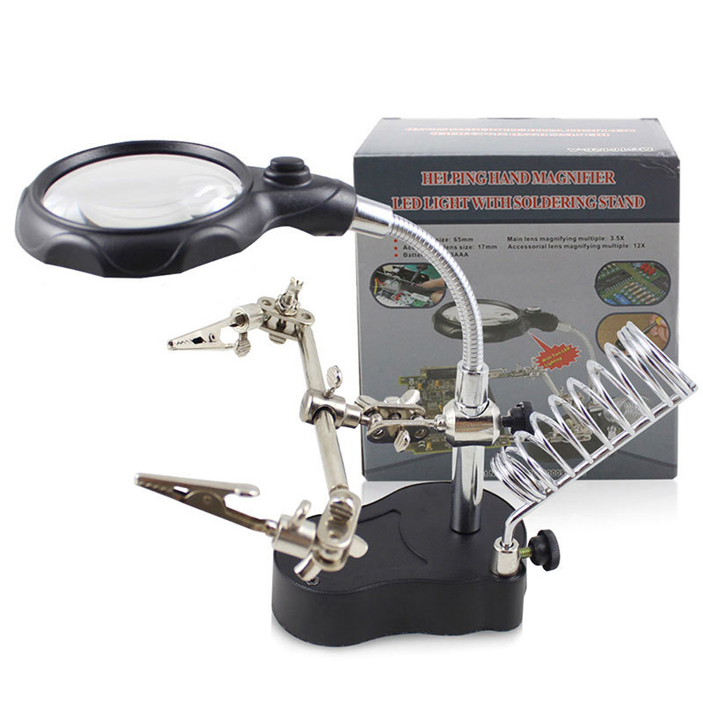 Likron Watches 35X 12X LED Soldering Helping Hands Station with Magnifier