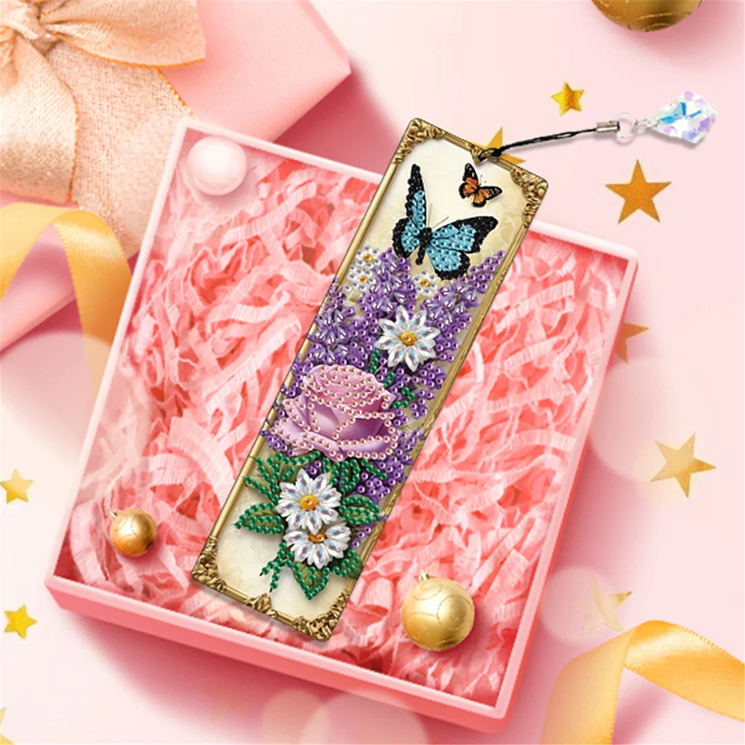 12Pcs Butterfly Flowers DIY Diamond Painting Bookmark for Adults Book Lovers