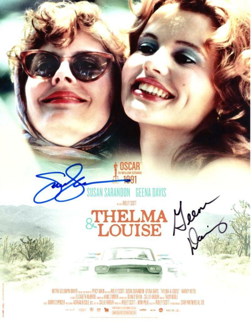 Geena Davis Susan Sarandon signed 11x14 Photo Poster painting Picture autographed includes COA