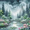 Moonlight Over Lotus Pond-14CT Stamped Cross Stitch Egyptian Cotton 46*46cm/18.11*18.11in tapestrymarket