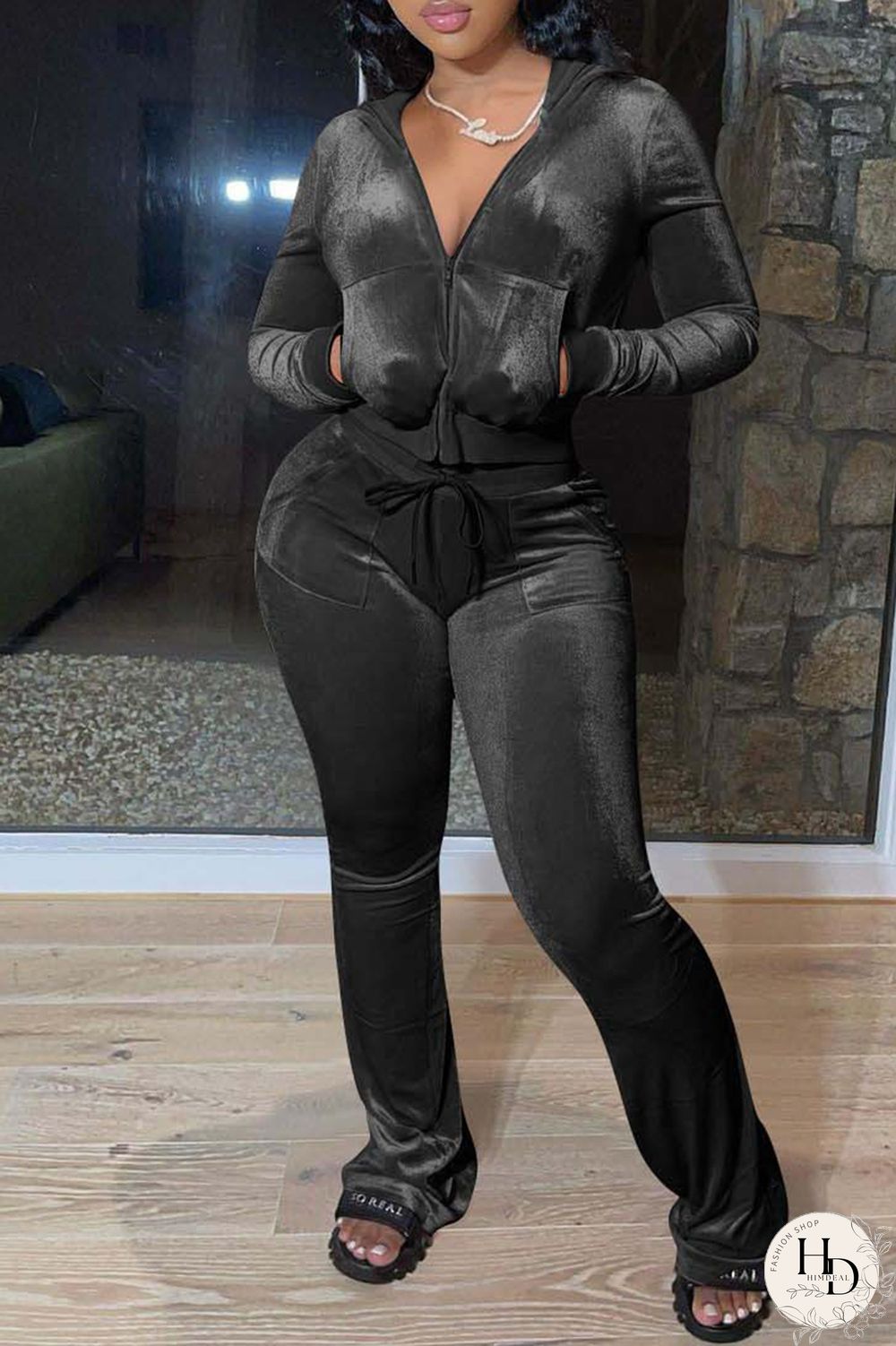 Royal Blue Fashion Casual Solid Patchwork Zipper Hooded Collar Long Sleeve Two Pieces