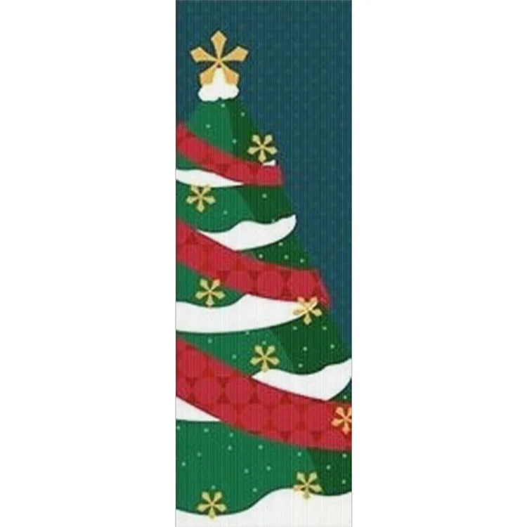 11CT Stamped Double-Sided Christmas Tree DIY Bookmarks Cross Stitch Kits 18x6cm