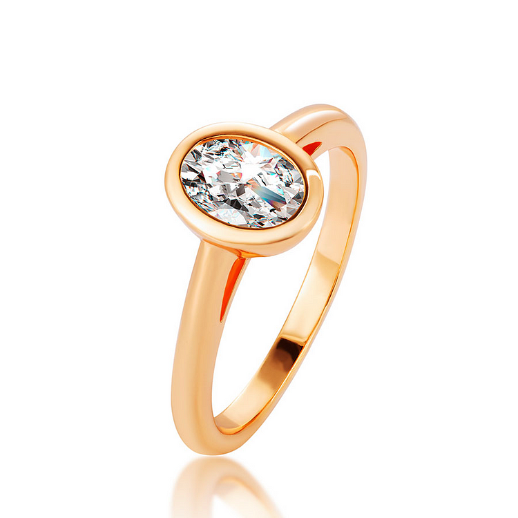 Minimalistic Oval Gold Edge Moissanite Ring