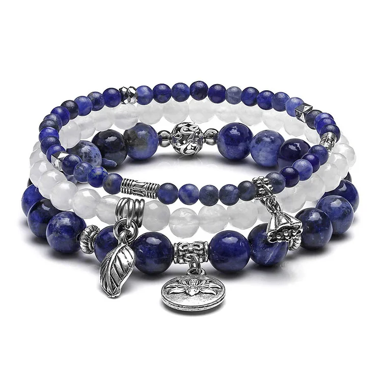 Olivenorma Sodalite Lotus Balance 3 - Piece Bracelet