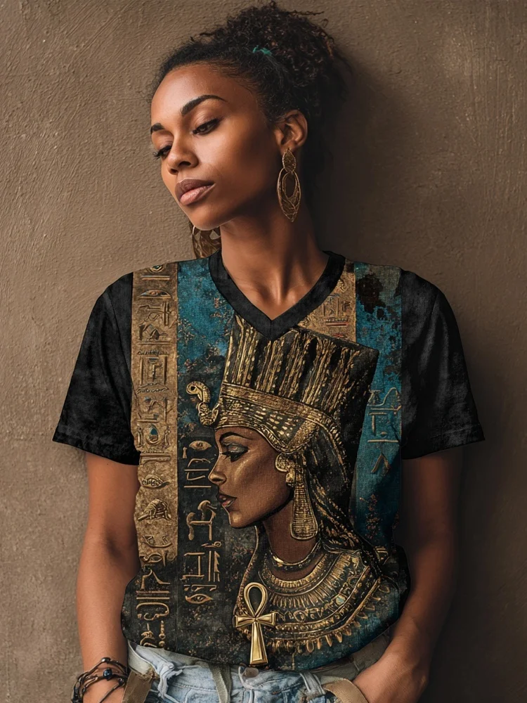 Vintage Ankh Ancient Egyptian Inspired Pattern T Shirt