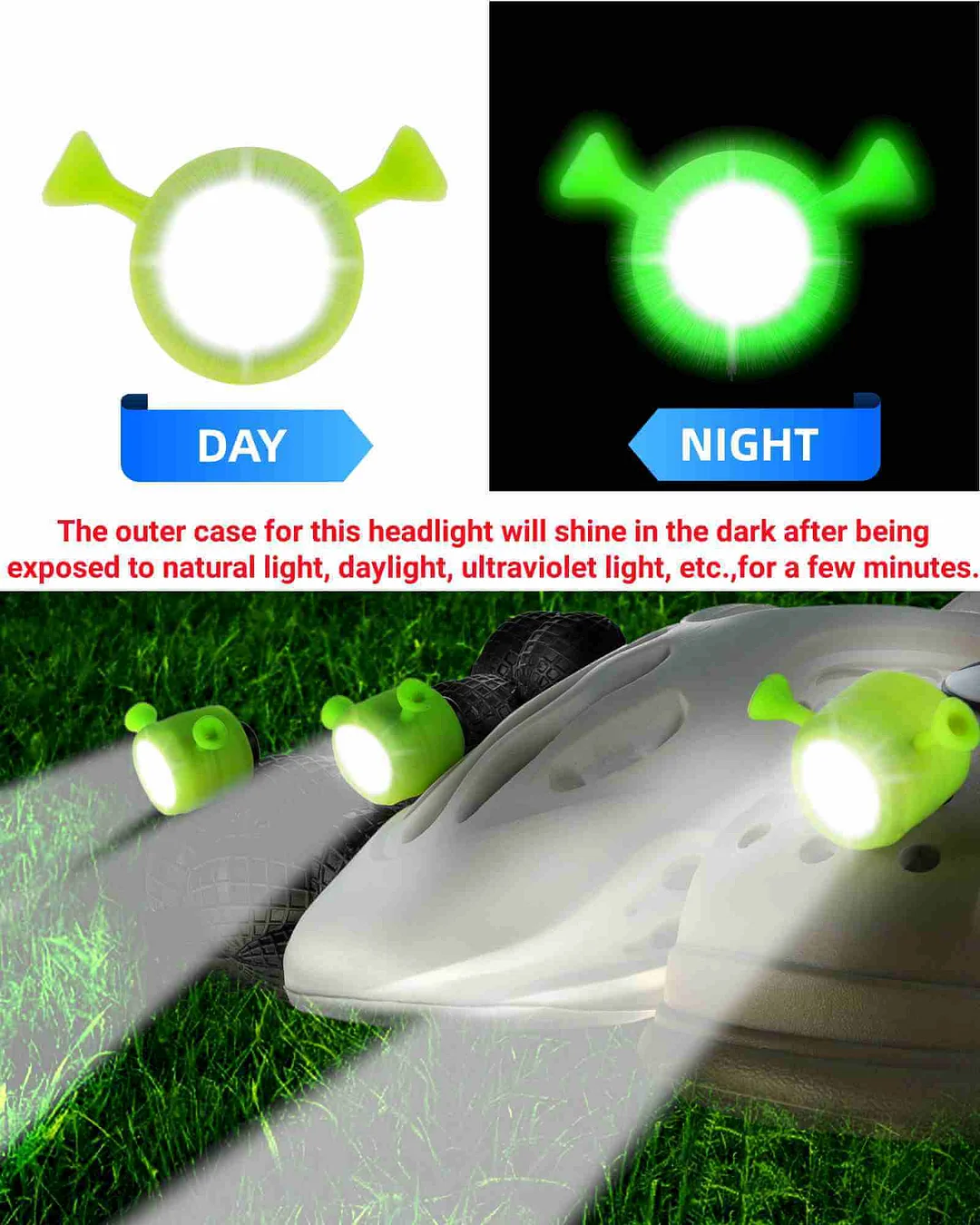 Croc lights - With SHREK'S Ears  for Adults and Kids