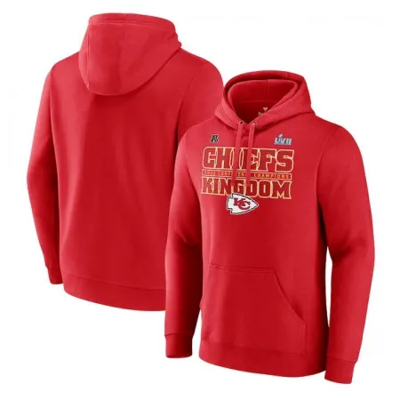 Men's Kansas City Chiefs Red 2022 AFC Champions Team Slogan Pullover Hoodie VUYC