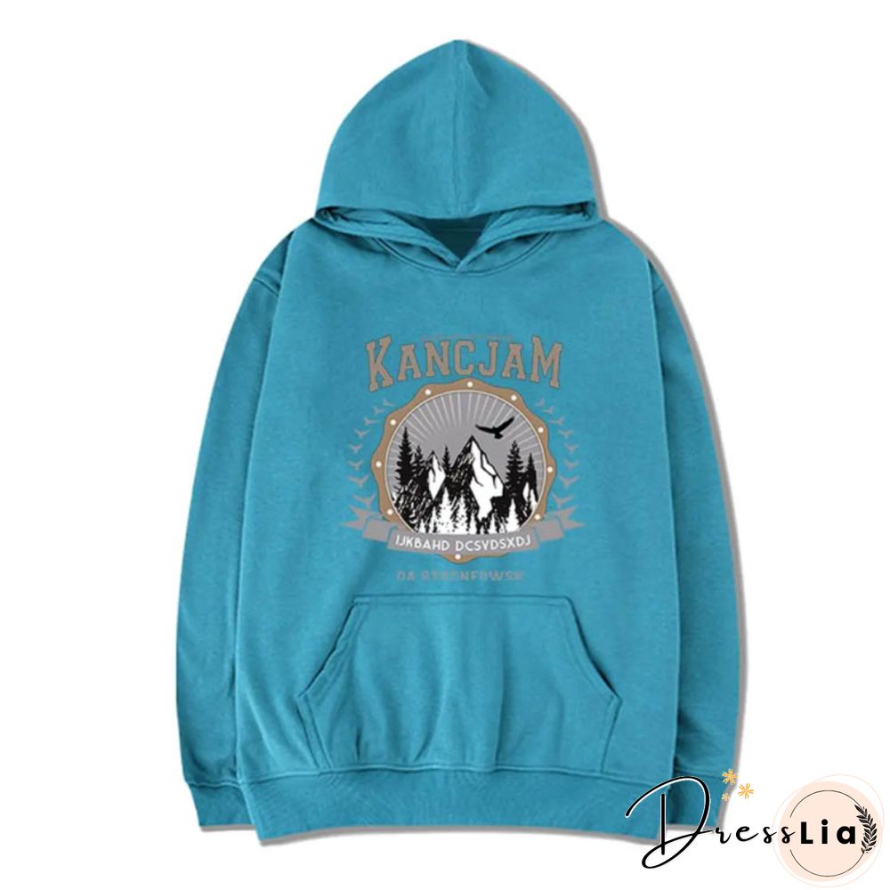 Vintage Unisex Mountains Print Oversized Hoodie