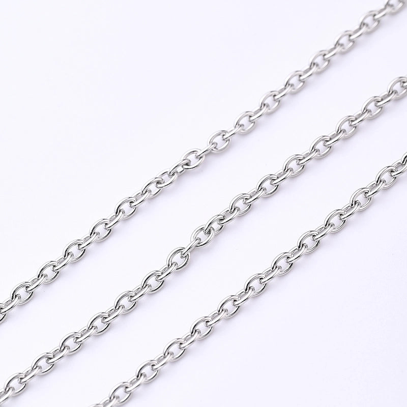 1 Roll 4*3mm 5*4mm 6*4.5mm 304 Stainless Steel Solid Color Polished Chain