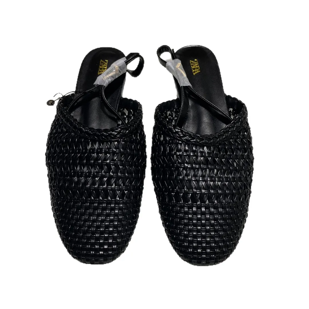 Breakj Breakj Home 2025 New Niche Light Luxury 2025 Women's Shoes Summer Cool Slippers Outside Wearing Retro Leather Shoes
