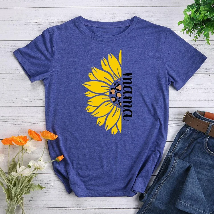 Sunflower Mama Round Neck T-shirt