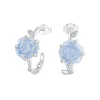  925 Sterling Silver Rose Flower  Color Changeable Earring Studs