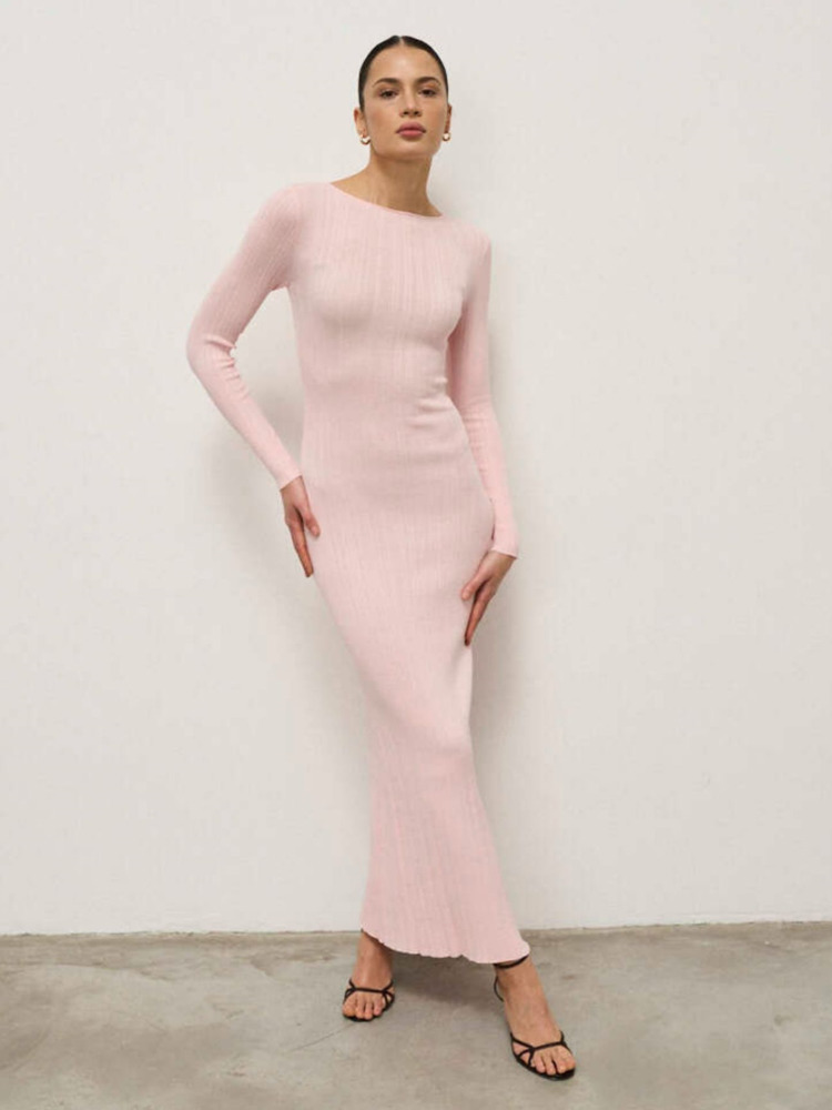 Korytires graduation short dress Articat Elegant Knitted Sweater Long Dress Women Bodycon Elastic Long Sleeve Vestido Autumn/Winter New Tight Party Evening Dress