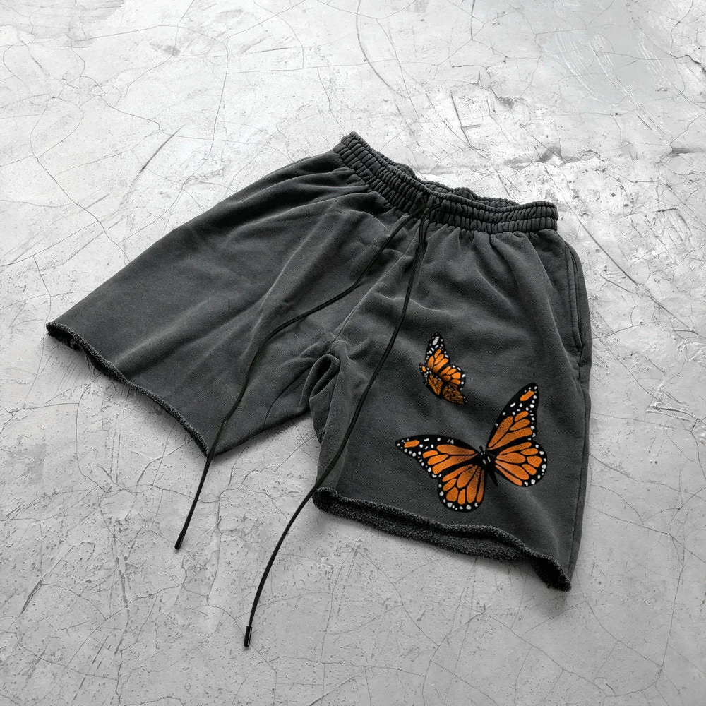 Street Trend Butterfly Art Print Track Shorts、、URBENIE