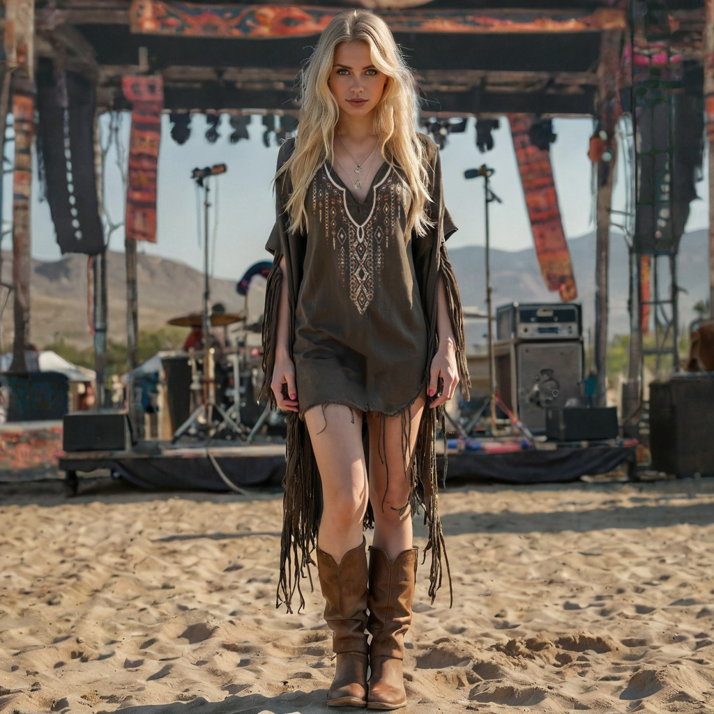 Music Festival Party Rock Carnival Vintage Ethnic Bohemian Style Linen Dress