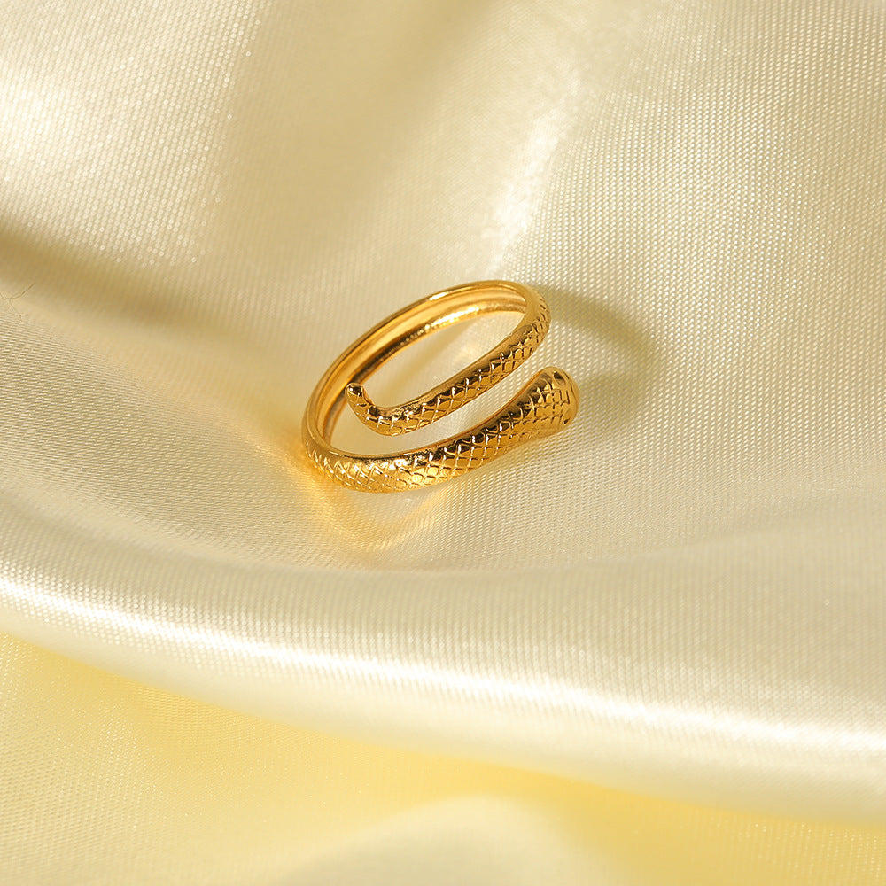 Women IG Style Snake Geometric Stainless Steel Electroplating Rings