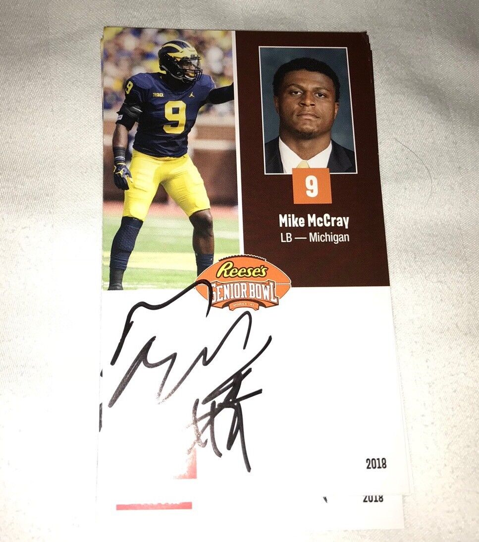 Mike McCray Signed 2018 Senior Bowl Football Card Michigan Wolverines