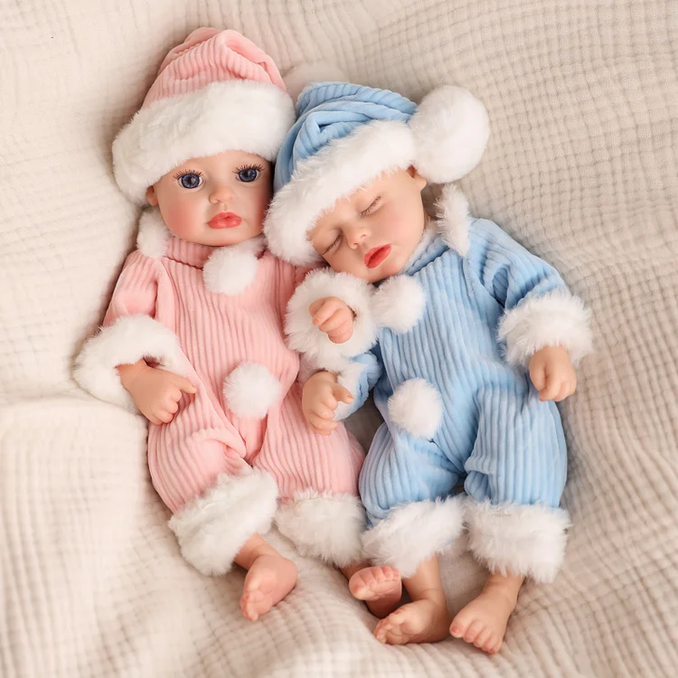 Babeside Realistic Silicone Reborn Baby Lucy & Carina 12'' Little Infant Twins Best Gift for Kids