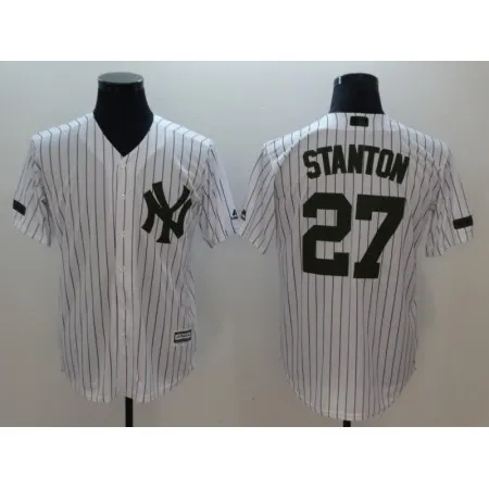 Men's New York Yankees #27 Giancarlo Stanton White Olive Cool Base Stitched MLB Jersey