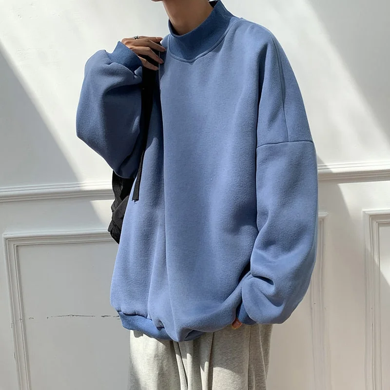 Aonga Autumn Korean Hoodie Men's Fashion Casual Stand-up Collar Sweatshirt Men Streetwear Loose Hip-hop Pullover Hoodies Mens M-5XL aonga