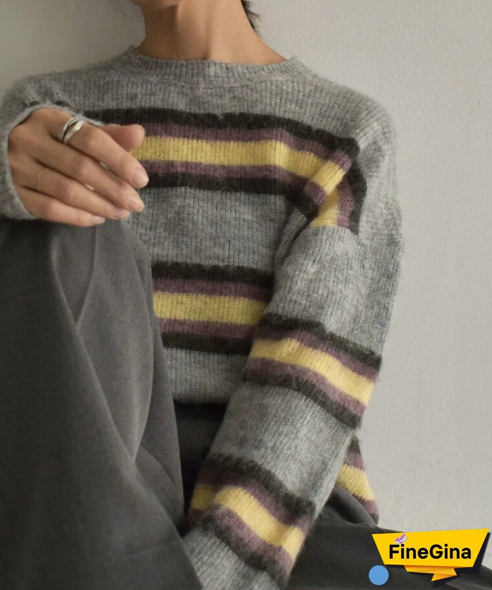 Retro Print Round Neck Sweater