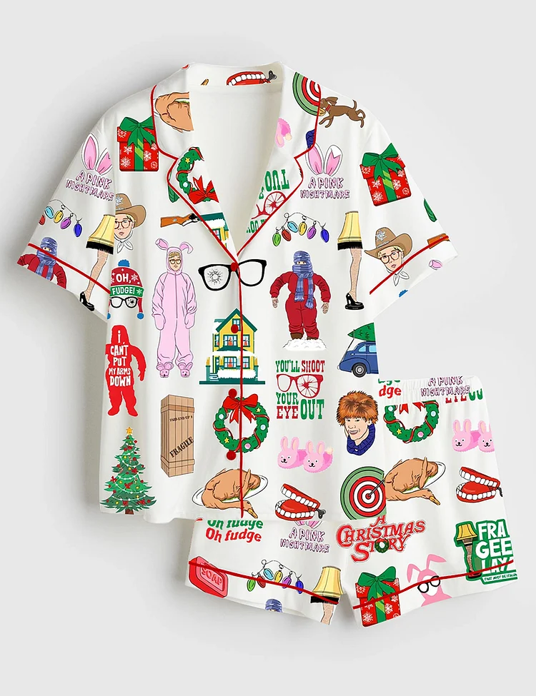 Women&rsquo;s A Christmas Story Movie Short Sleeve Satin Pajama Set