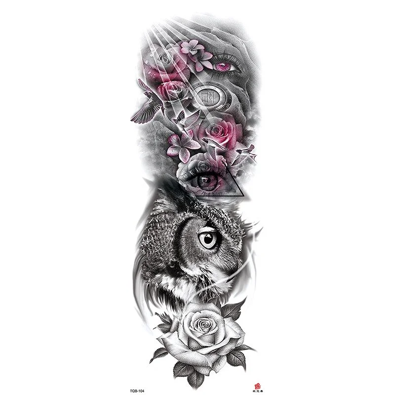 Sdrawing Arm Temporary Tattoos Sleeve for Men Women Realistic Fake Tatoo Warrior Lion Mechanical Skull Wolf Rose Tatto Sticker Totem