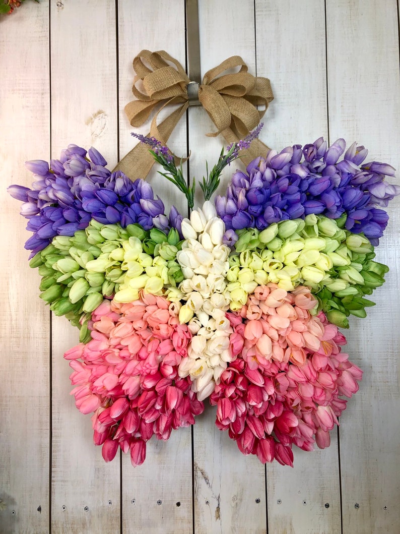 Tulip Butterfly wreath for Spring Summer Easter Everyday all image 9