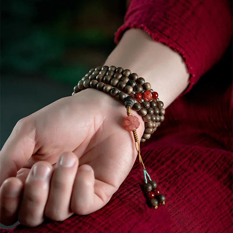 Agarwood 7mm 108 Buddha Beads Mala Bracelet Necklace