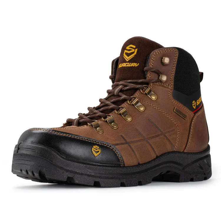 SUREWAY Men's Waterproof Steel Toe Work Boots, EH Safety Industrial & Construction Shoes Surewaystore