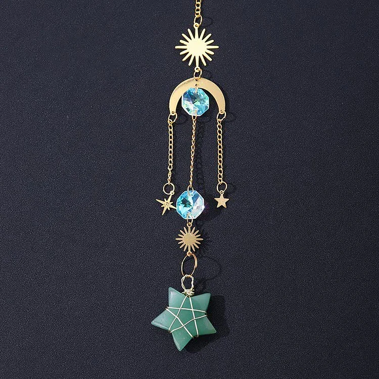 Sun And Star Natural Stone Gemstone Ornament-Green Aventurine