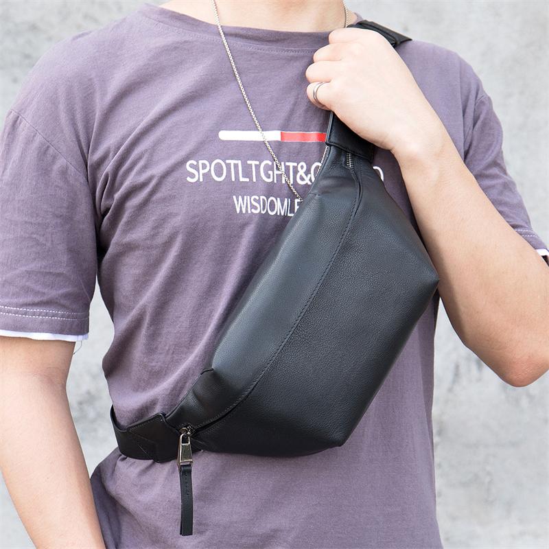 Urban Simple Style Leather Chest Bag Multifunctional Waist Bag Casual Crossbody Bag