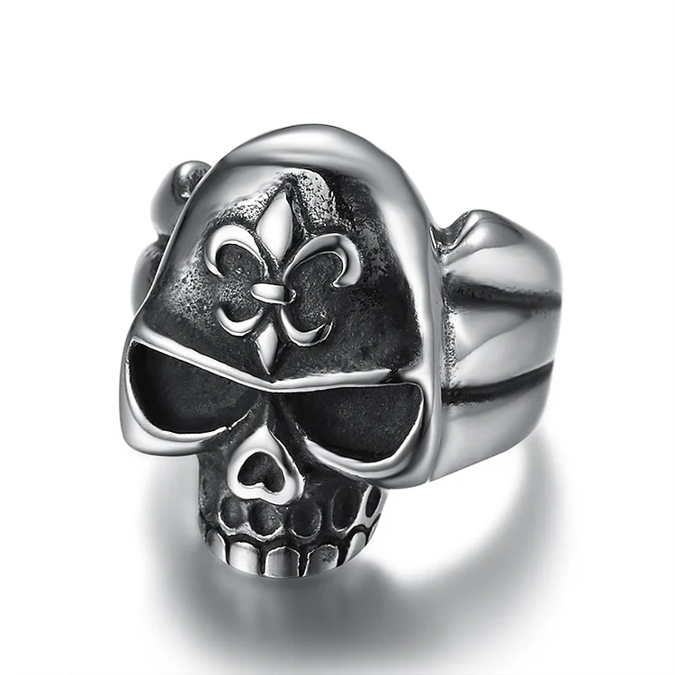 Personalized carved skull head ring